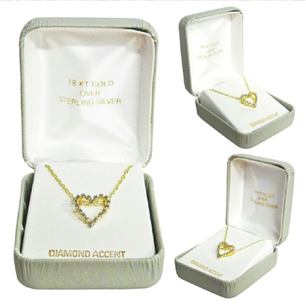 🆕️ Heart Pendant 18k Gold Diamond Necklace